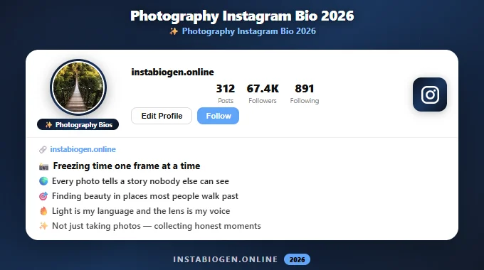 Photography Instagram Bio 2026 – Creative & Stylish